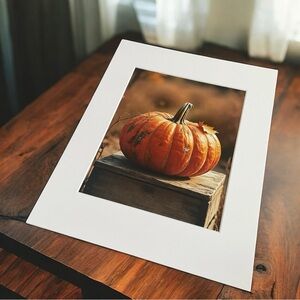 Pumpkin Photo Print 8x10 Matted to 11x14 Fall Home Decor